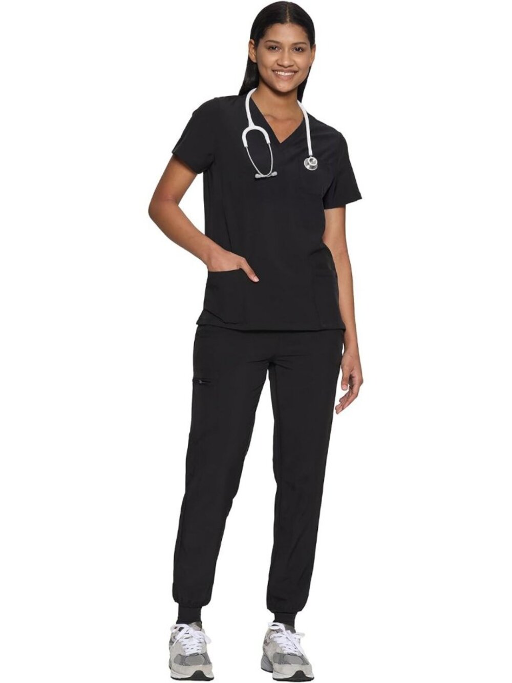 Cozy Women's Scrub Set - Stretch V-Neck Top & Jogger Pants with 9 Pockets